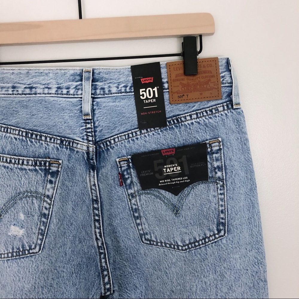 SOLD NWT Levi’s 501 Tapered Distressed Jeans - Picture 7 of 8